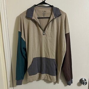 EUC Natural Life color block oversized quarter zip pullover